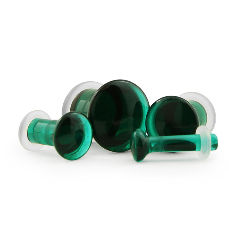 Dark Emerald Green Glass Double Flare Plugs - So Scene