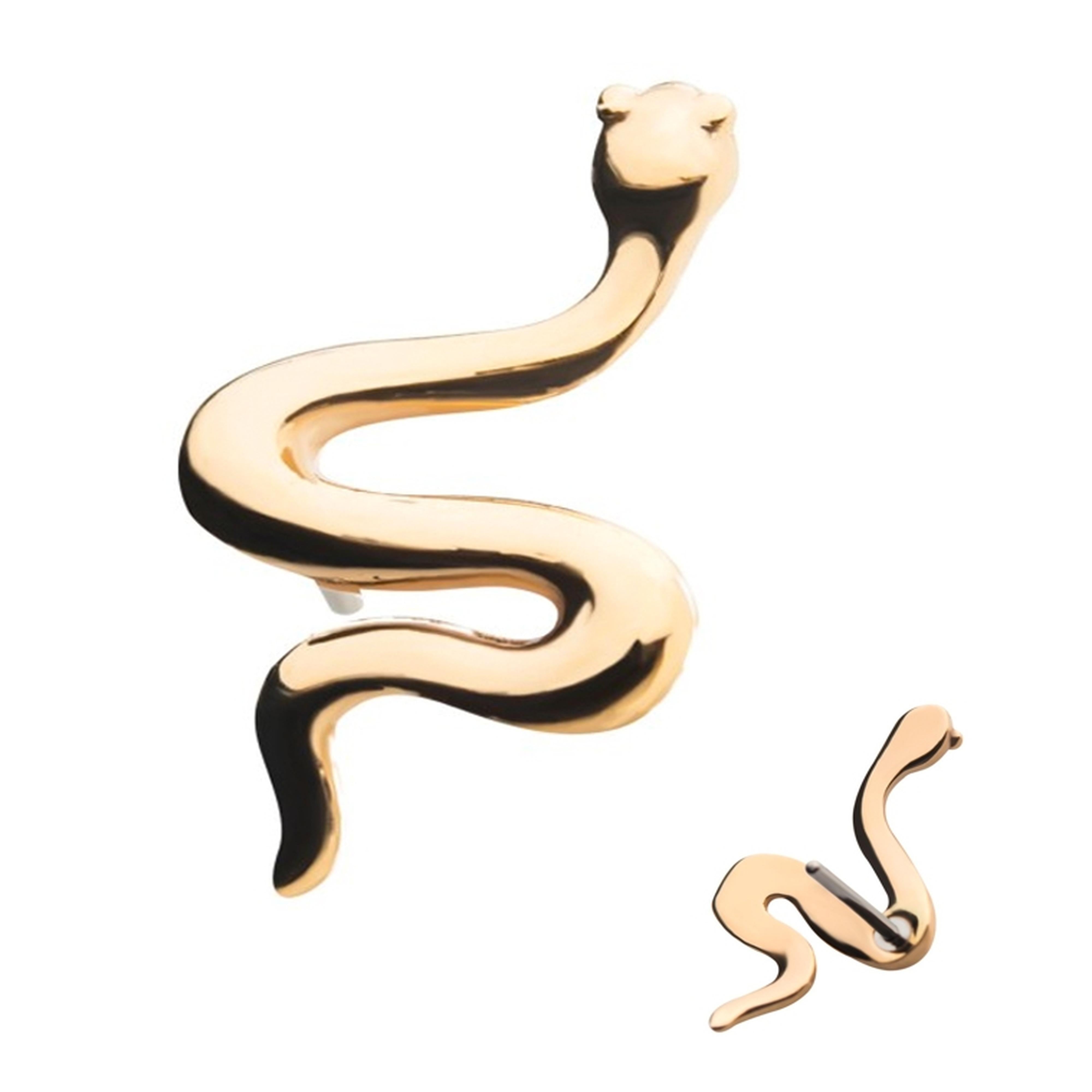 Body Gems: 14K Gold THREADLESS Snake End