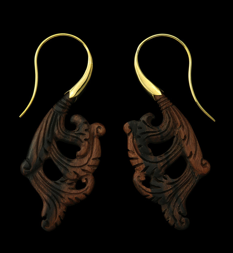 Metal/wood tribal newest earrings -mustard