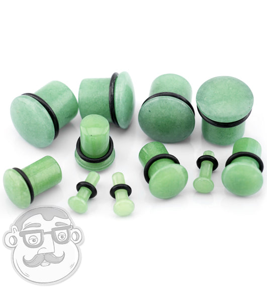 Synthetic Green Jade Stone Plugs - Single Flare