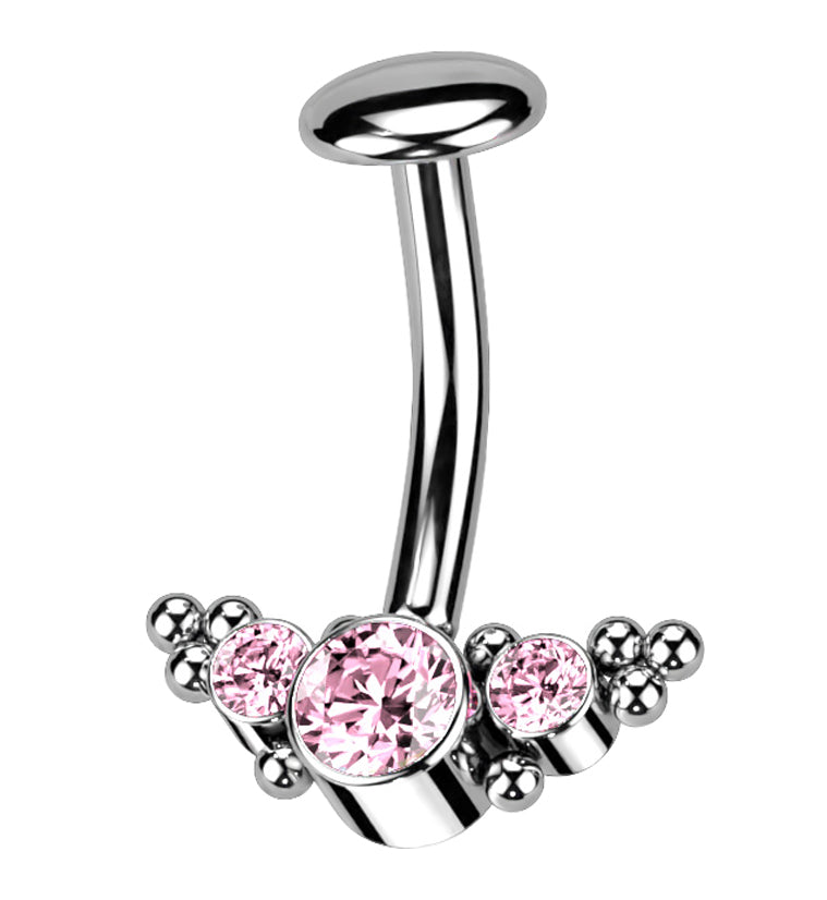 Cute belly button ring with CZ titanium 14G