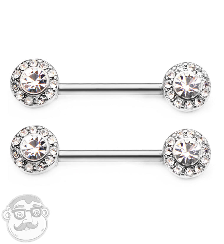 Diamond nipple ring titanium 14 gauge piercing bar