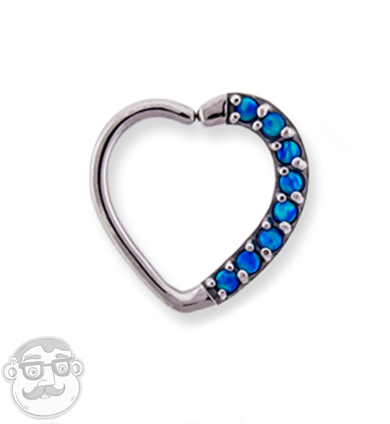 16G Blue Oplaite Heart Daith Rings | UrbanBodyJewelry.com