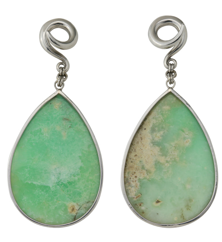 Chrysoprase Stone Disk White Brass Ear Weights store