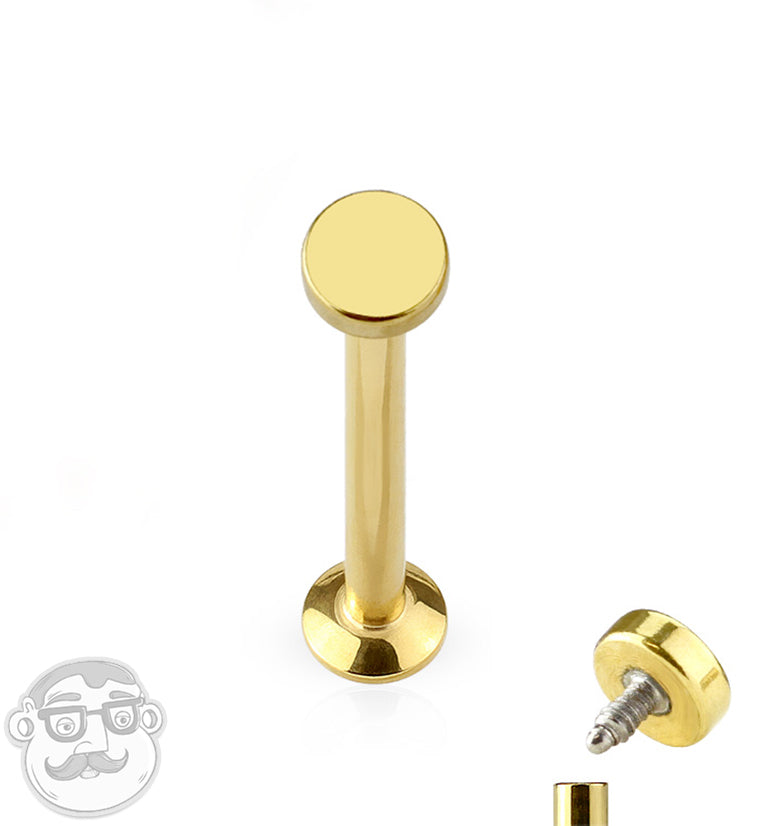 14K Gold Internally Threaded Replacement Flat Back Post, Gold / 16g: Most Cartilage Piercings / 8mm at Maison Miru