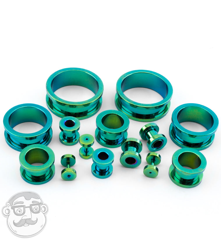 Stainless Steel Green Ear Tunnels (14G - 1 Inch