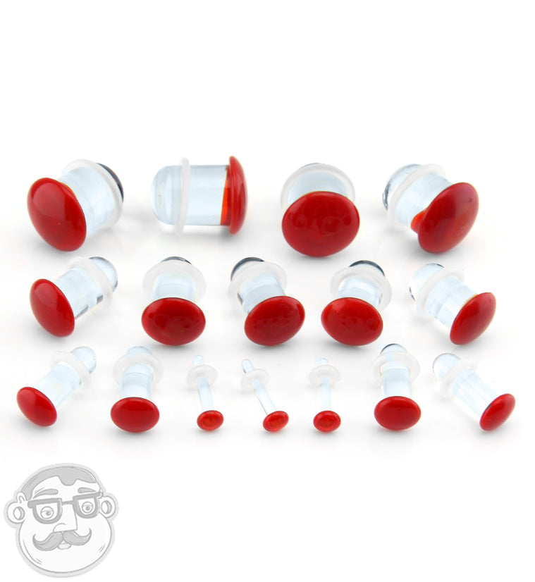 Red Color Front Single Flare Glass Plugs