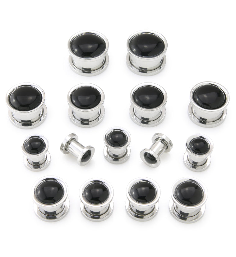 BLACK ONYX shops silver ear plugs gauges - 00g (10mm), 1/2