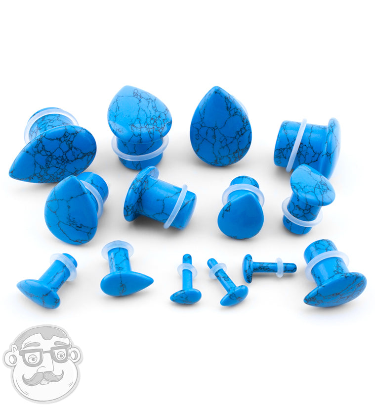 Turquoise Howlite Single Flare Teardrop Plugs | UrbanBodyJewelry.com