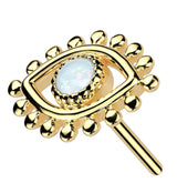 14kt Gold Beaded Eye White Opalite Threadless Top