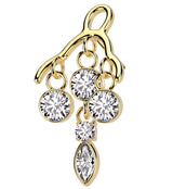 14kt Gold Chandelier Dangle Clear CZ Threadless Top