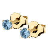 14kt Gold December Birthstone Blue CZ Stud Earrings