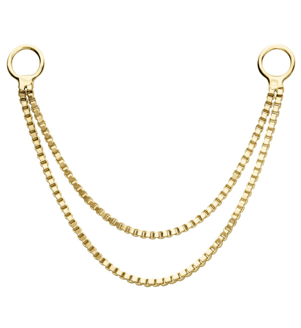 14kt Gold Double Box Nose & Cartilage Piercing Chain