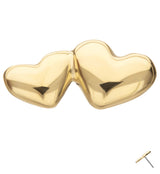 14kt Gold Double Puff Heart Threadless Top