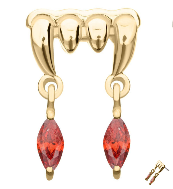 14kt Gold Fang Garnet CZ Drip Threadless Top