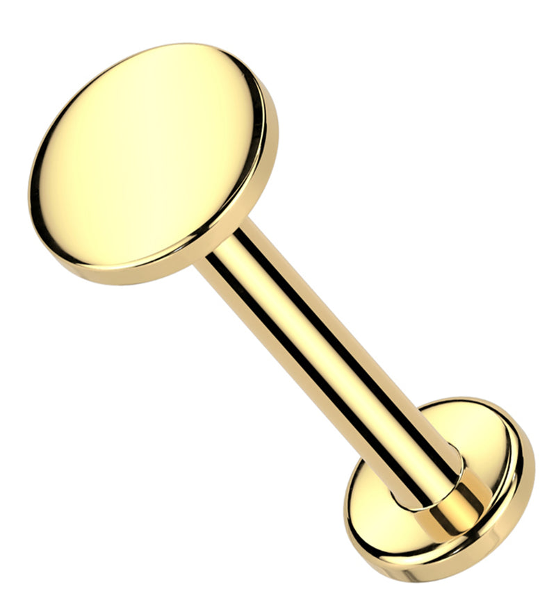 14kt Gold Flat Disk Threadless Labret