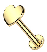 14kt Gold Flat Heart Threadless Labret