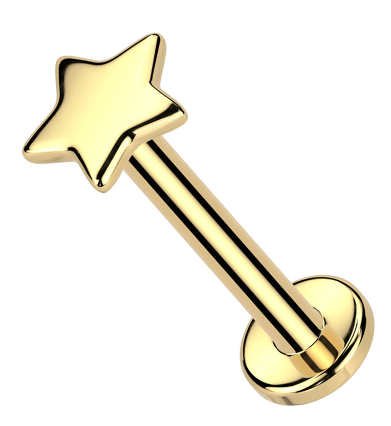 14kt Gold Flat Star Threadless Labret