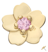 14kt Gold Floral Blossom Pink CZ Threadless Top