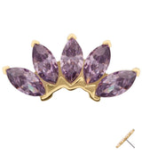 14kt Gold Half Crown Amethyst CZ Threadless Top