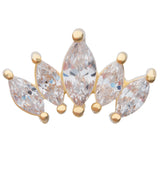 14kt Gold Half Crown Clear CZ Threadless Top