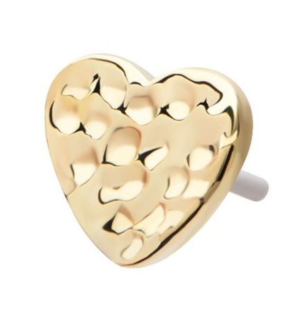 14kt Gold Hammered Heart Threadless Top