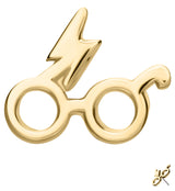 14kt Gold Harry Potter's Glasses With Lightning Bolt Threadless Top