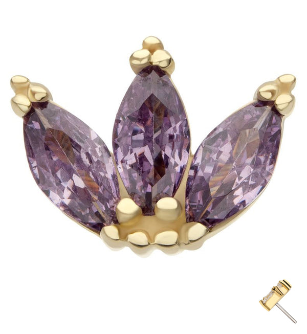 14kt Gold Liege Amethyst CZ Threadless Top