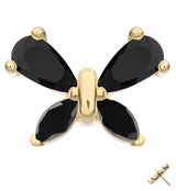 14kt Gold Marquise Butterfly Black CZ Threadless Top