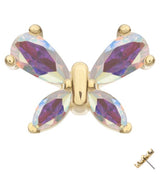 14kt Gold Marquise Butterfly Rainbow Aurora CZ Threadless Top