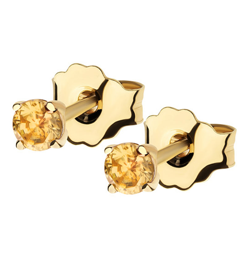 14kt Gold November Birthstone Topaz CZ Stud Earrings