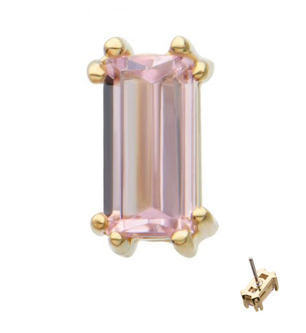 14kt Gold Pink Emerald CZ Threadless Top