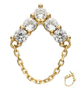 14kt Gold Point Clear CZ Dangle Chain Threadless Top