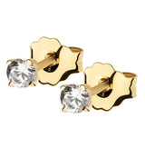 14kt Gold April Birthstone Clear CZ Stud Earrings