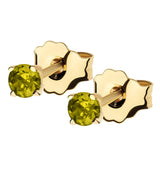 14kt Gold August Birthstone Peridot CZ Stud Earrings