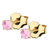 14kt Gold October Birthstone Pink CZ Stud Earrings