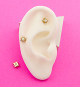 14kt Gold Quad CZ White Opalite Threadless Top