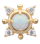 14kt Gold Quad CZ White Opalite Threadless Top