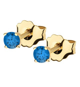 14kt Gold September Birthstone Sapphire CZ Stud Earrings