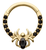 14kt Gold Spider Black CZ Hinged Segment Ring