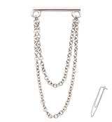 14kt Gold Straight Bar Double Dangle Chain Threadless Top