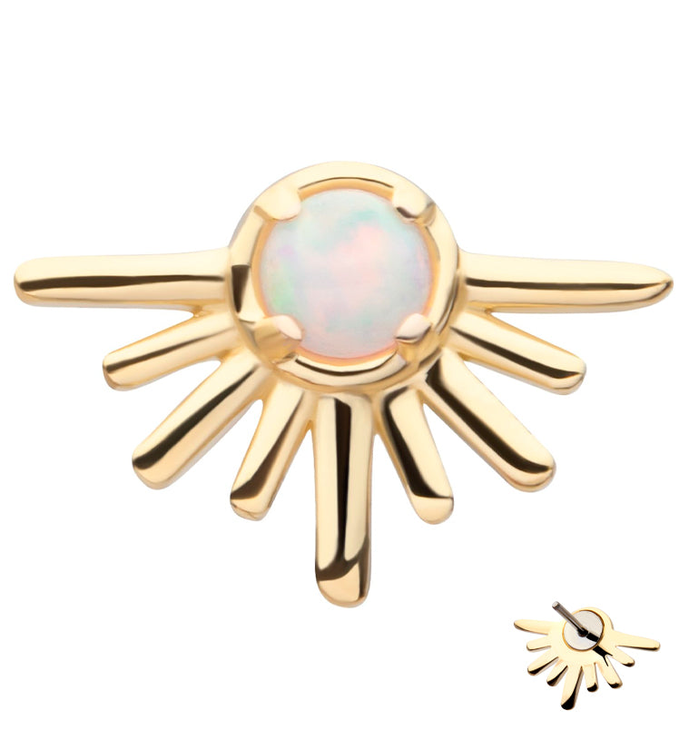 14kt Gold Sunset Burst White Opalite Threadless Top