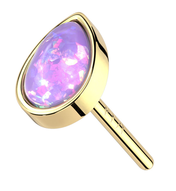 14kt Gold Teardrop Purple Opalite Threadless Top