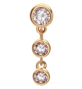 14kt Gold Triple Bezel Clear CZ Dangle Threadless Top