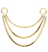 14kt Gold Triple Box Nose & Cartilage Piercing Chain