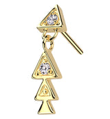 14kt Gold Triple Triangle Dangle Clear CZ Threadless Top