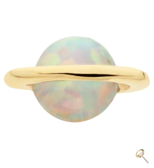 14kt Gold White Opalite Planet Threadless Top