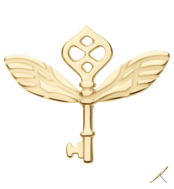 14kt Gold Winged Key Threadless Top