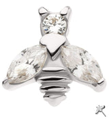 14kt White Gold Bee Marquise Clear CZ Threadless Top