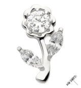 14kt White Gold Blooming Rose Clear CZ Threadless Top